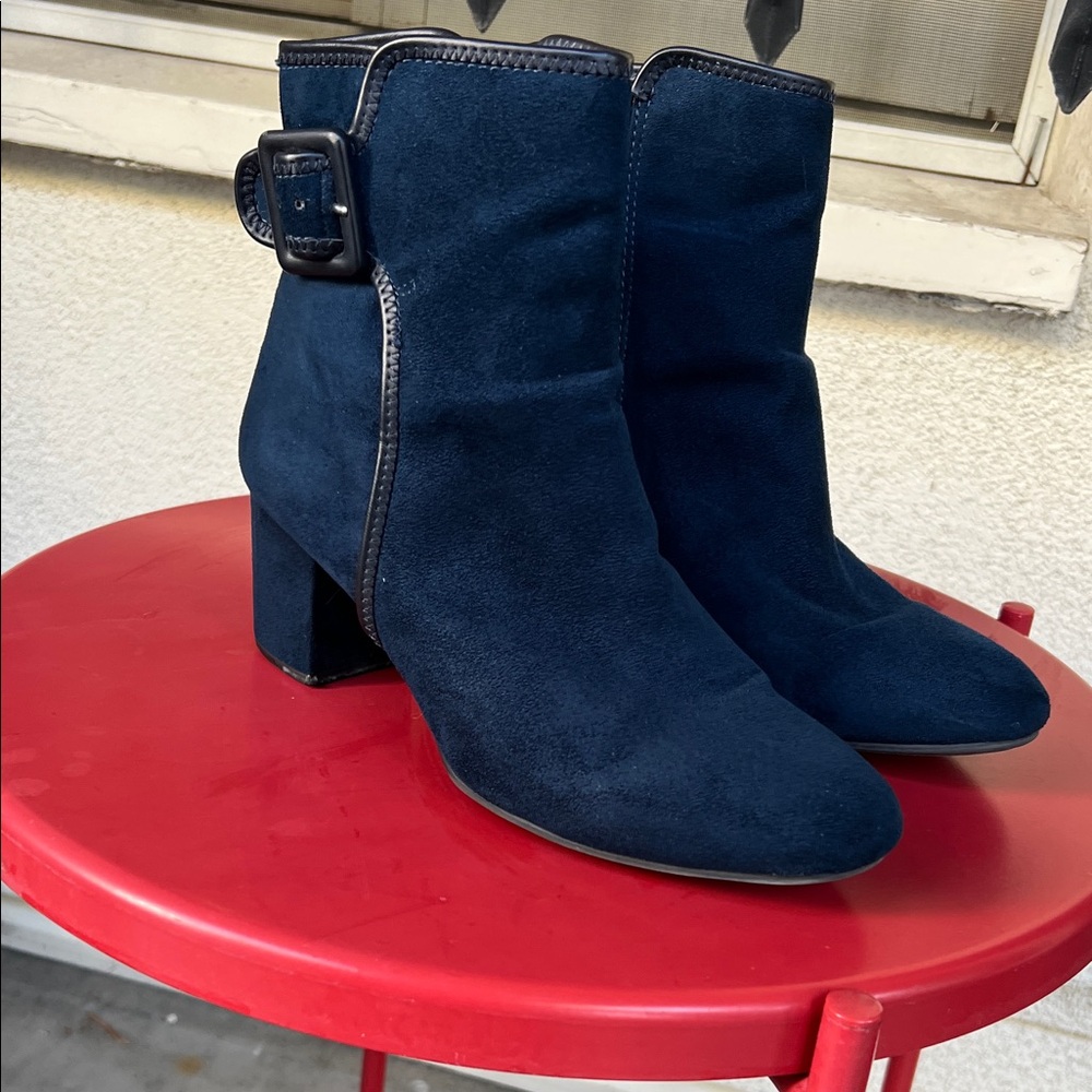 White Mountain Navy Ankle Boots with Buckle